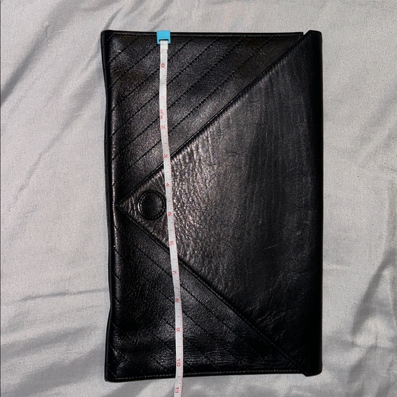 VINTAGE Sonia Rykiel Paris Black Leather Envelope Clutch – Made in France - Picture 5 of 6